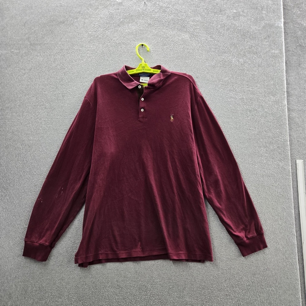 Polo Ralph Lauren Men Polo XL Burgundy Embroidered Rugby Logo Classic READ